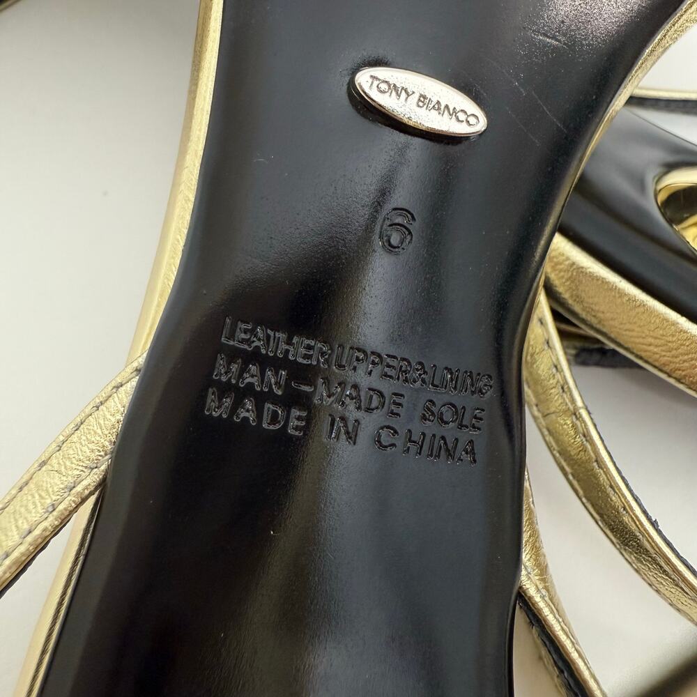 Tony Bianco Myra Sandal Heels Gold Metallic Nappa Leather Size 6 - Picture 10 of 11